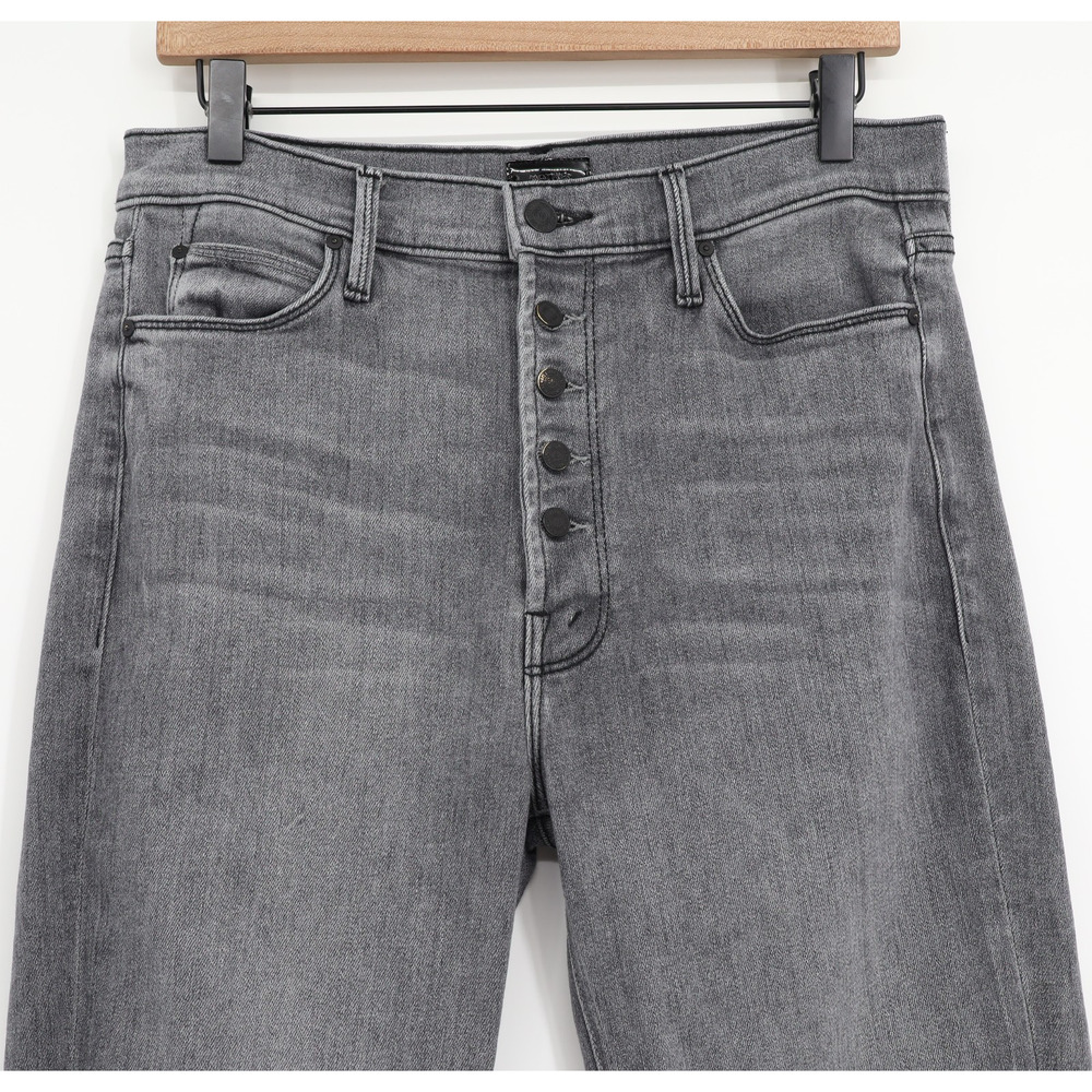 Mother Women The Pixie Dazzler Ankle Fray Button Fly Digging up Dirt Grey Sz 30 - Picture 3 of 12